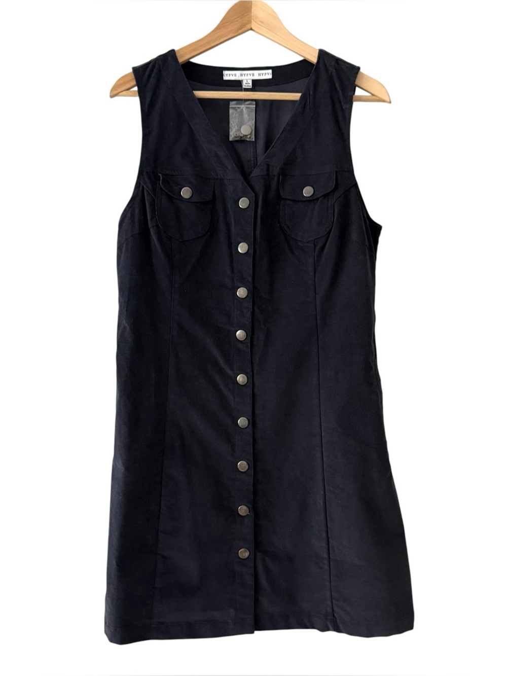 HYFVE Navy Sleeveless Button-Front Mini Dress